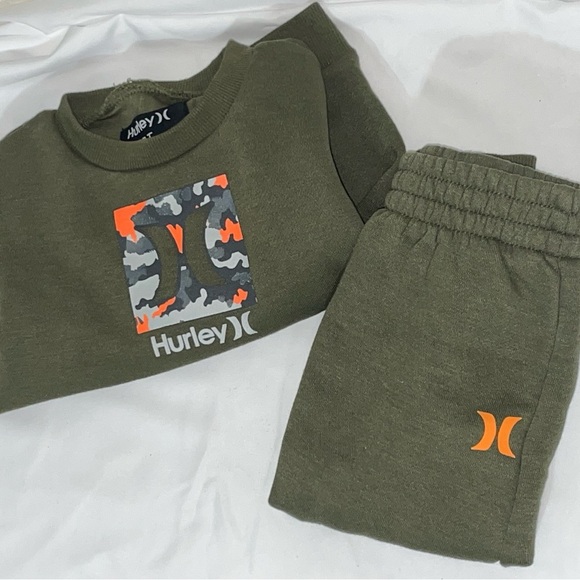 Hurley Kids Olive Jogger Set with Camouflage and Orange Details, Sz 2T - Picture 1 of 5